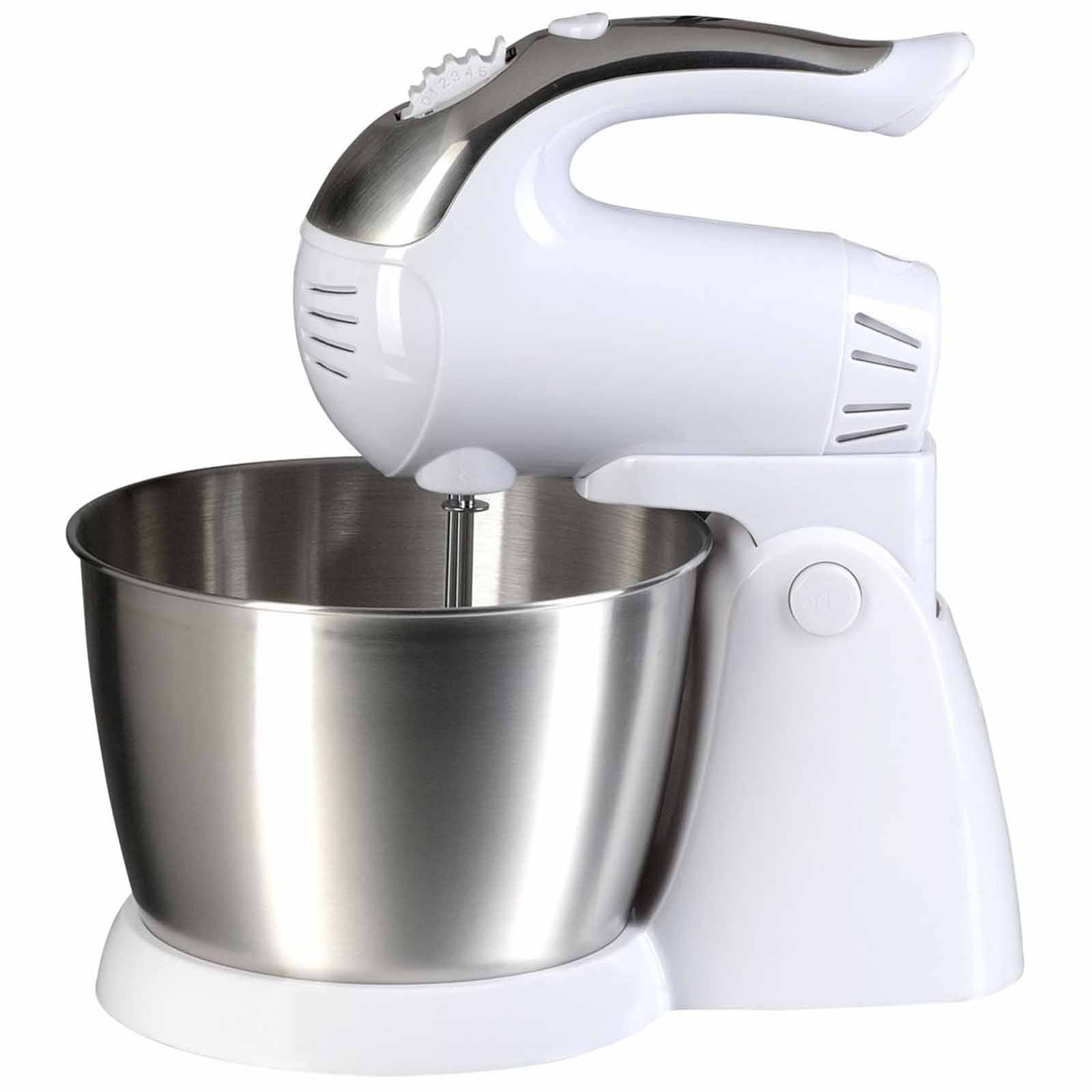Brentwood 5 - Speed Stand Mixer Stainless Steel Bowl 200W in White - LAWendy
