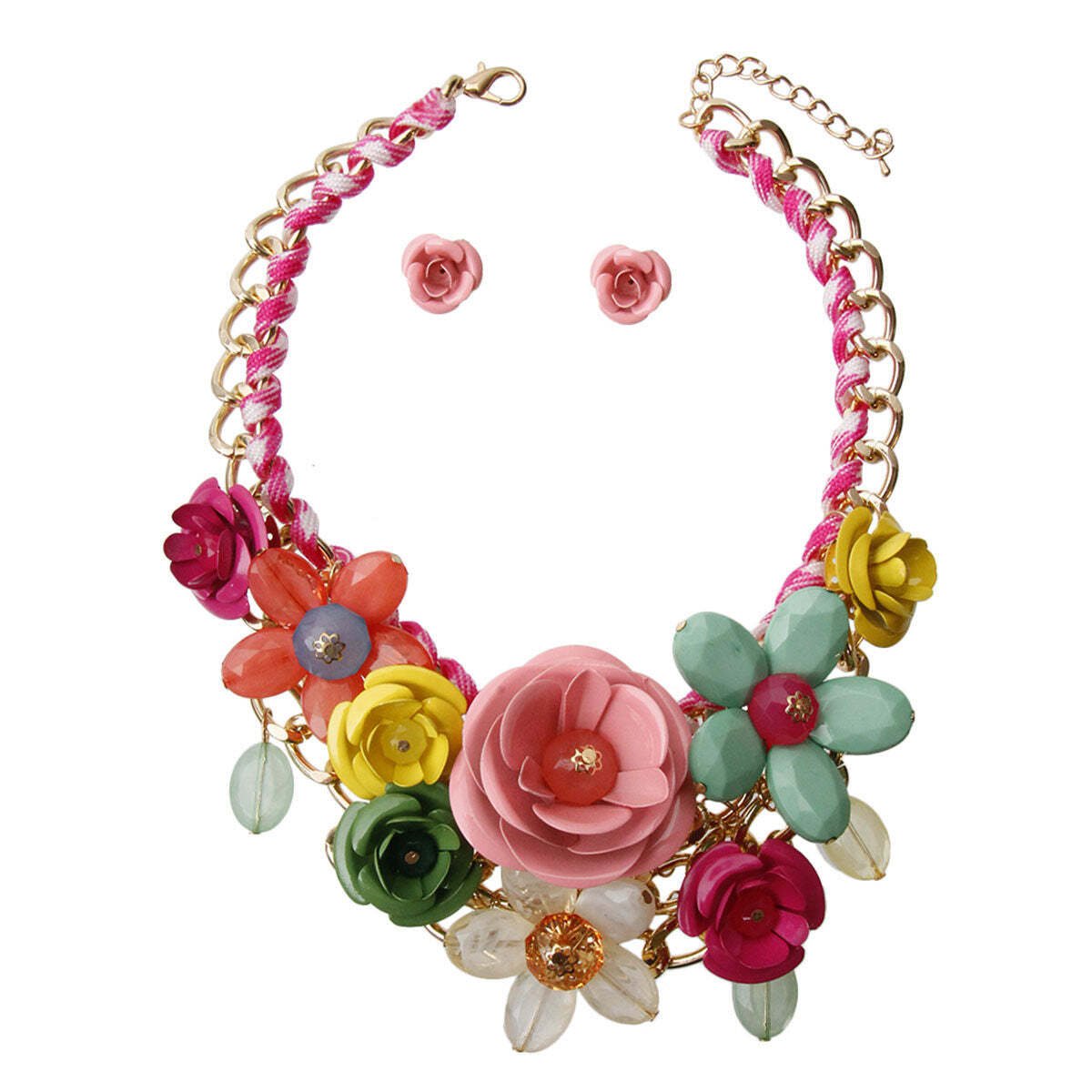 Bright Rose Chunky Collar Necklace - LAWendy