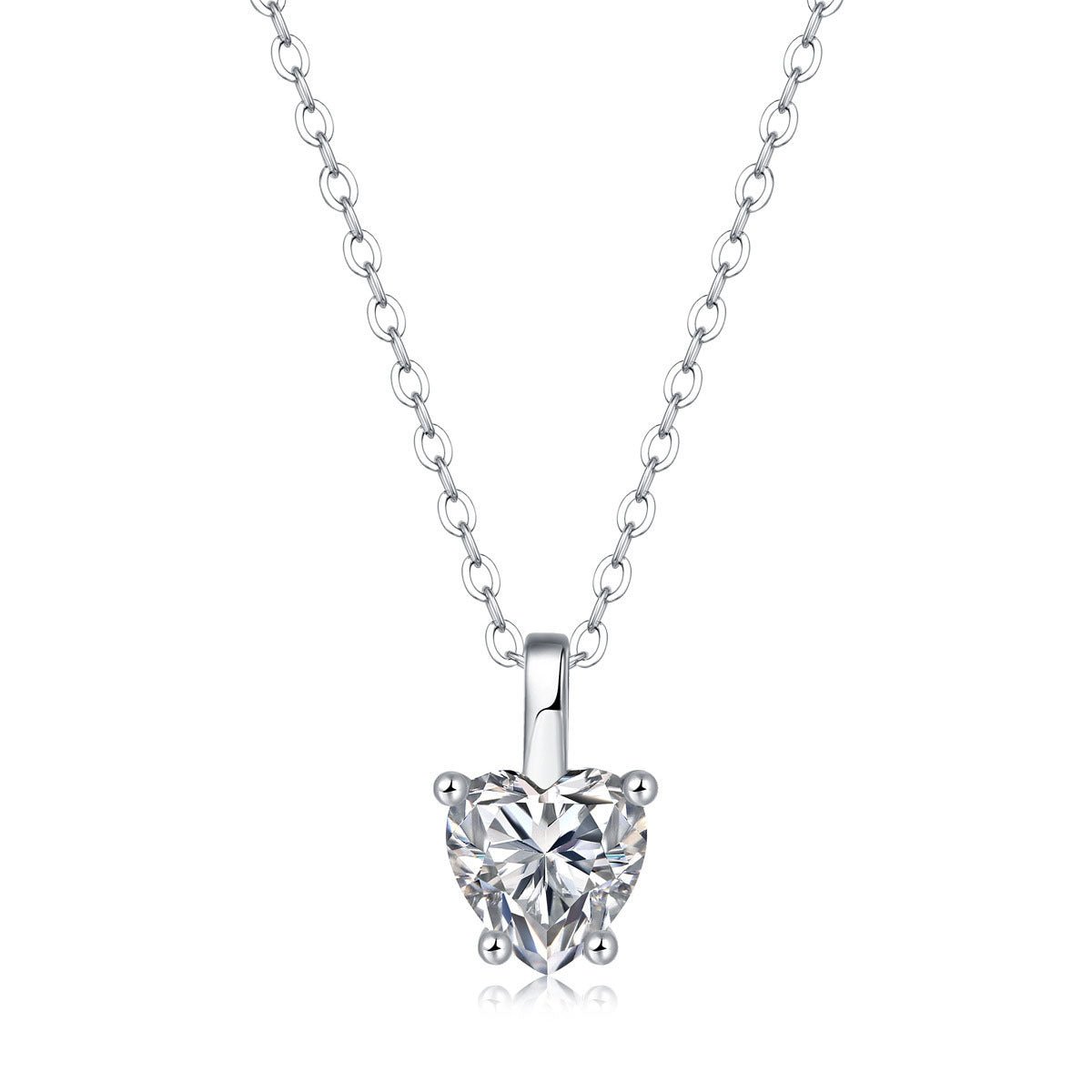 Casual Moissanite CZ Heart Dangle 925 Sterling Silver Necklace - LAWendy