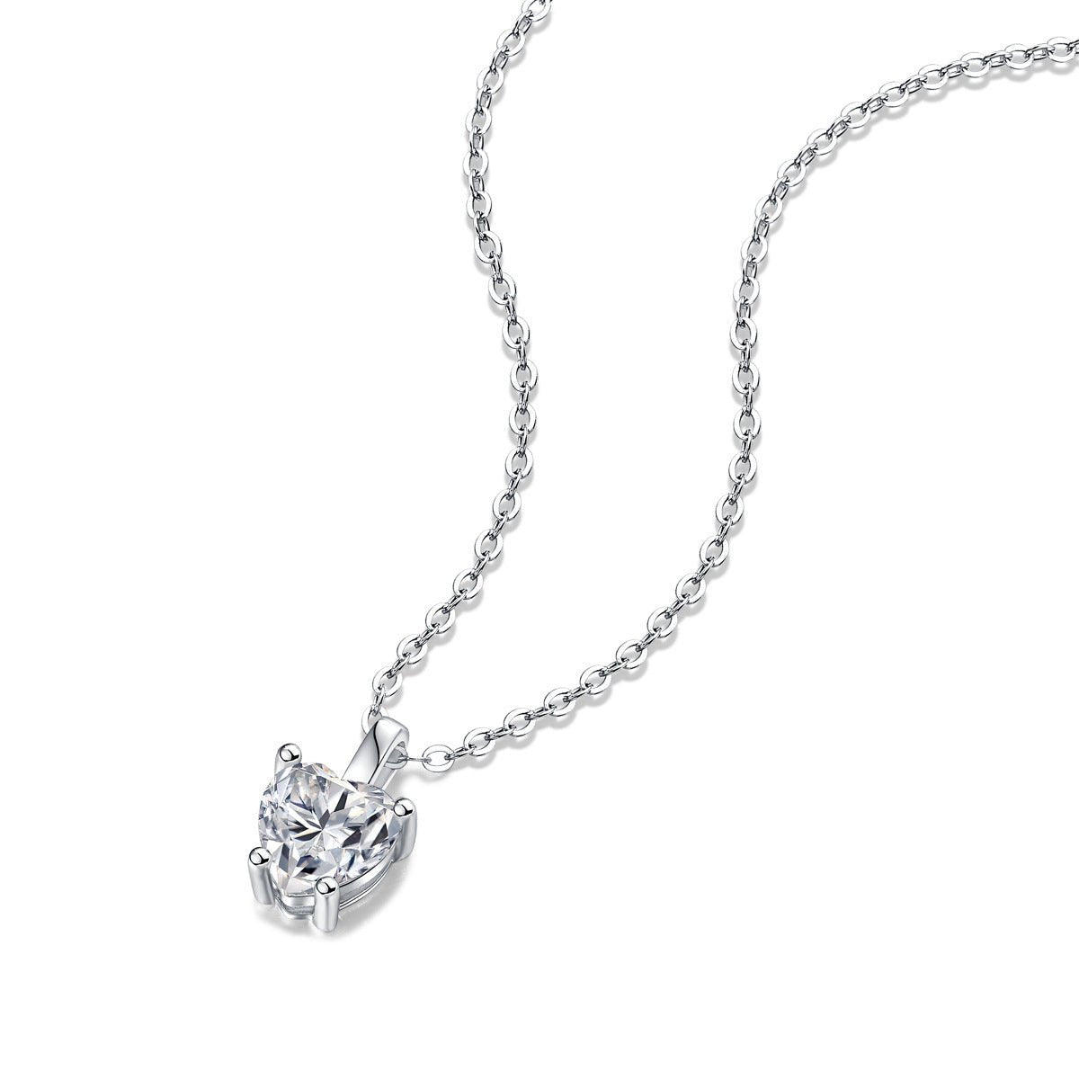Casual Moissanite CZ Heart Dangle 925 Sterling Silver Necklace - LAWendy