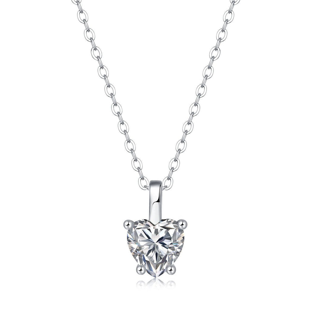 Casual Moissanite CZ Heart Dangle 925 Sterling Silver Necklace - LAWendy
