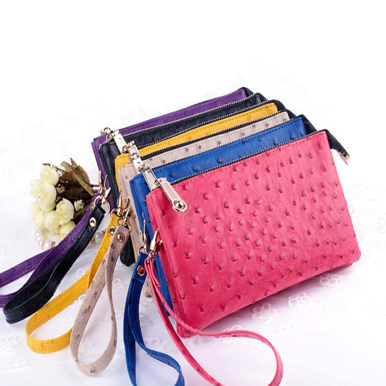 Color: TAN - OMG OMG FAUX OSTRICH LEATHER PURSES IN 6 COLORS - LAWendy