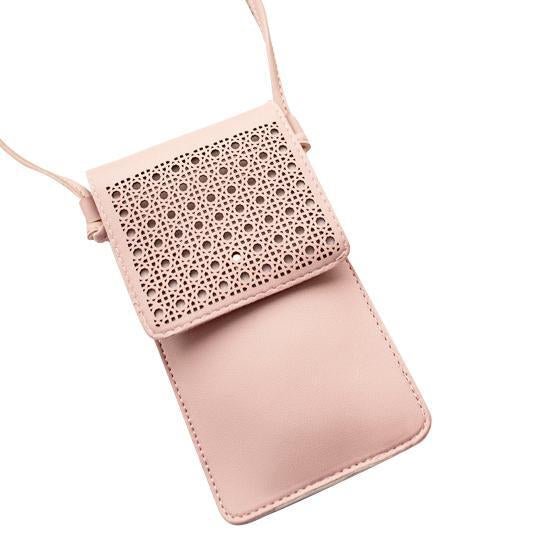COLORS: PRETTY PINK - Multi Mini Transparent Phone And Credit Card Holder Cross Body Bag - LAWendy