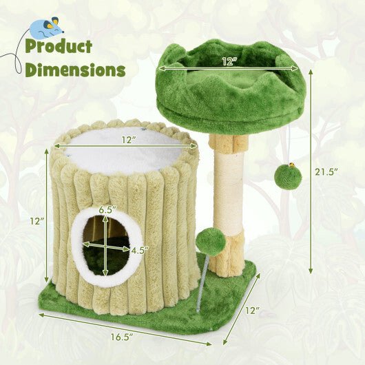Cute Cat Tree with Sisal Scratching Posts and Dangling Ball - LAWendy