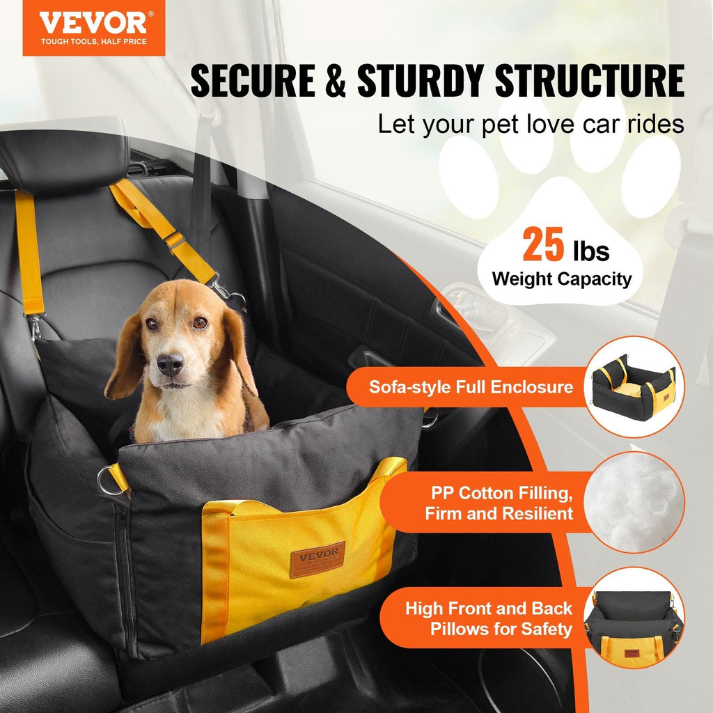 Dog Car Seat, Waterproof Dog Booster Seat for Car with Side Handles and A Storage Pocket - LAWendy