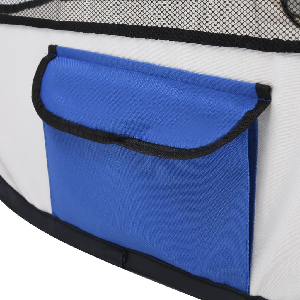 Dog Playpen Blue and Cream Polyester, Steel 43.3 x 43.3 x 22.8 in - LAWendy