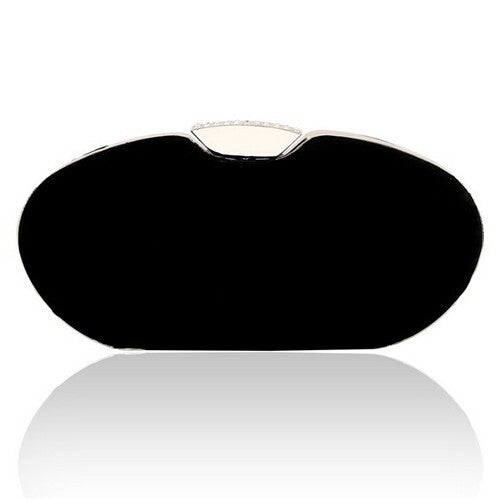 Graceful Rhinestone Embellished Lock Flannelette Evening Handbag/ Shoulder Bag - Black