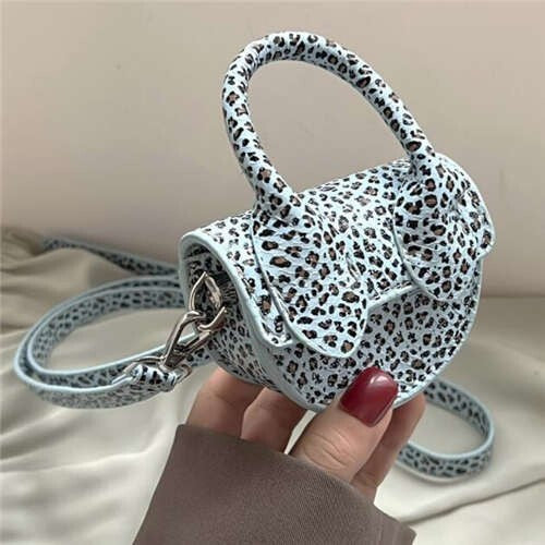 Light Blue Color (only) Leopard Texture Summer Fashion Women Mini Messenger Bag/ Saddle Bag
