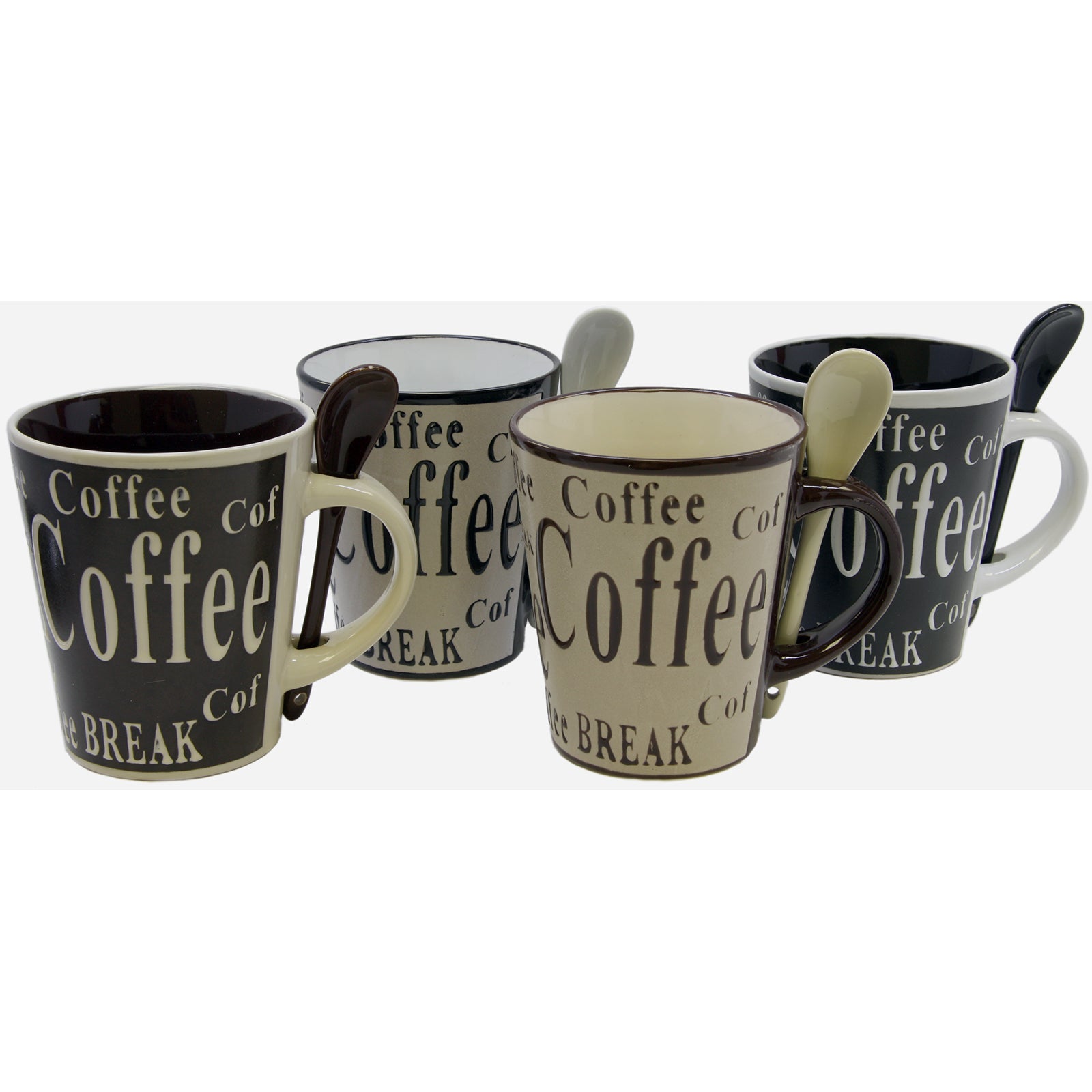 Gibson Bareggio 8 Piece 13 Ounce Coffee Mug with Spoon Set, Service for 4 - LAWendy