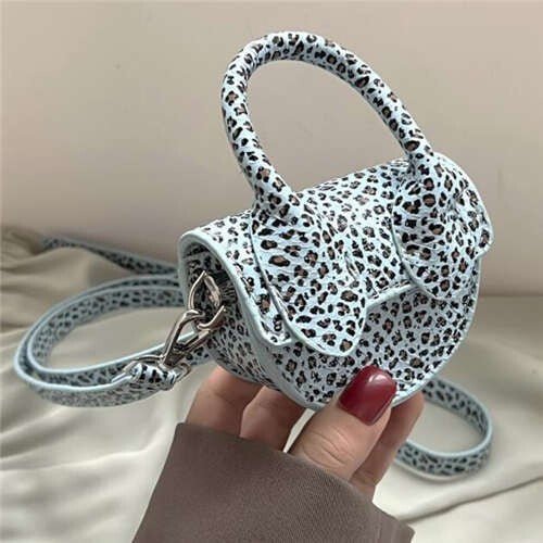 Light Blue Color (only) Leopard Texture Summer Fashion Women Mini Messenger Bag/ Saddle Bag - LAWendy