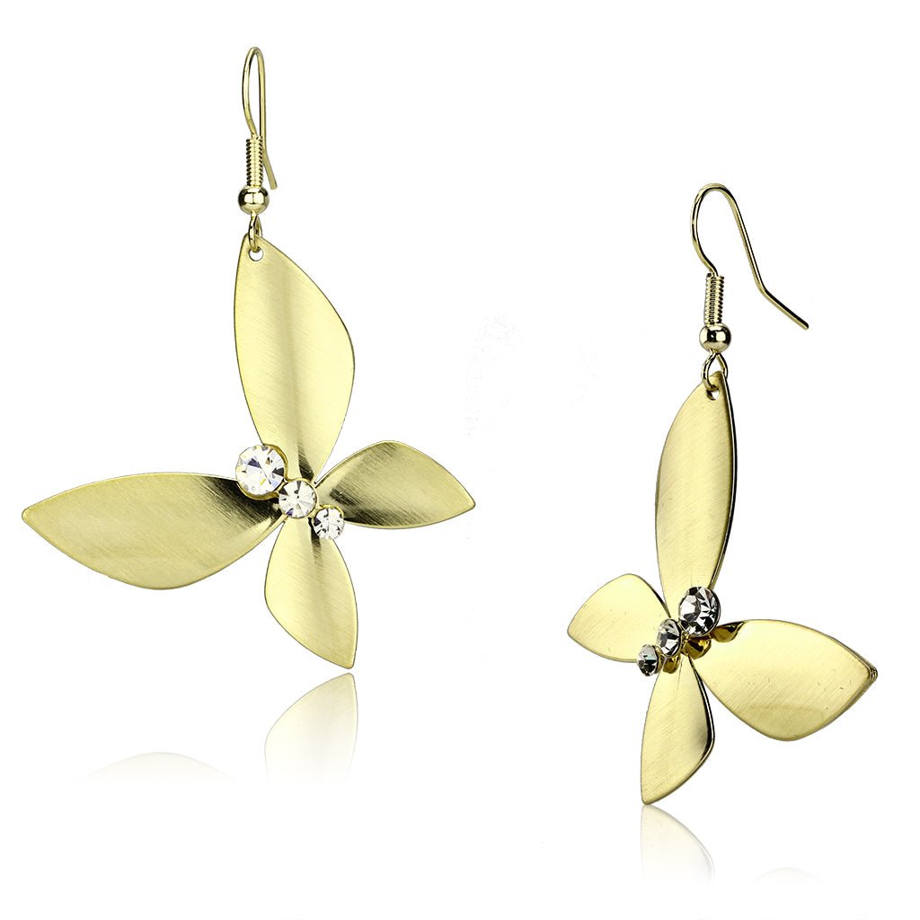 LO2651 - Matte Gold & Gold Iron Earrings with Top Grade Crystal in Clear - LAWendy