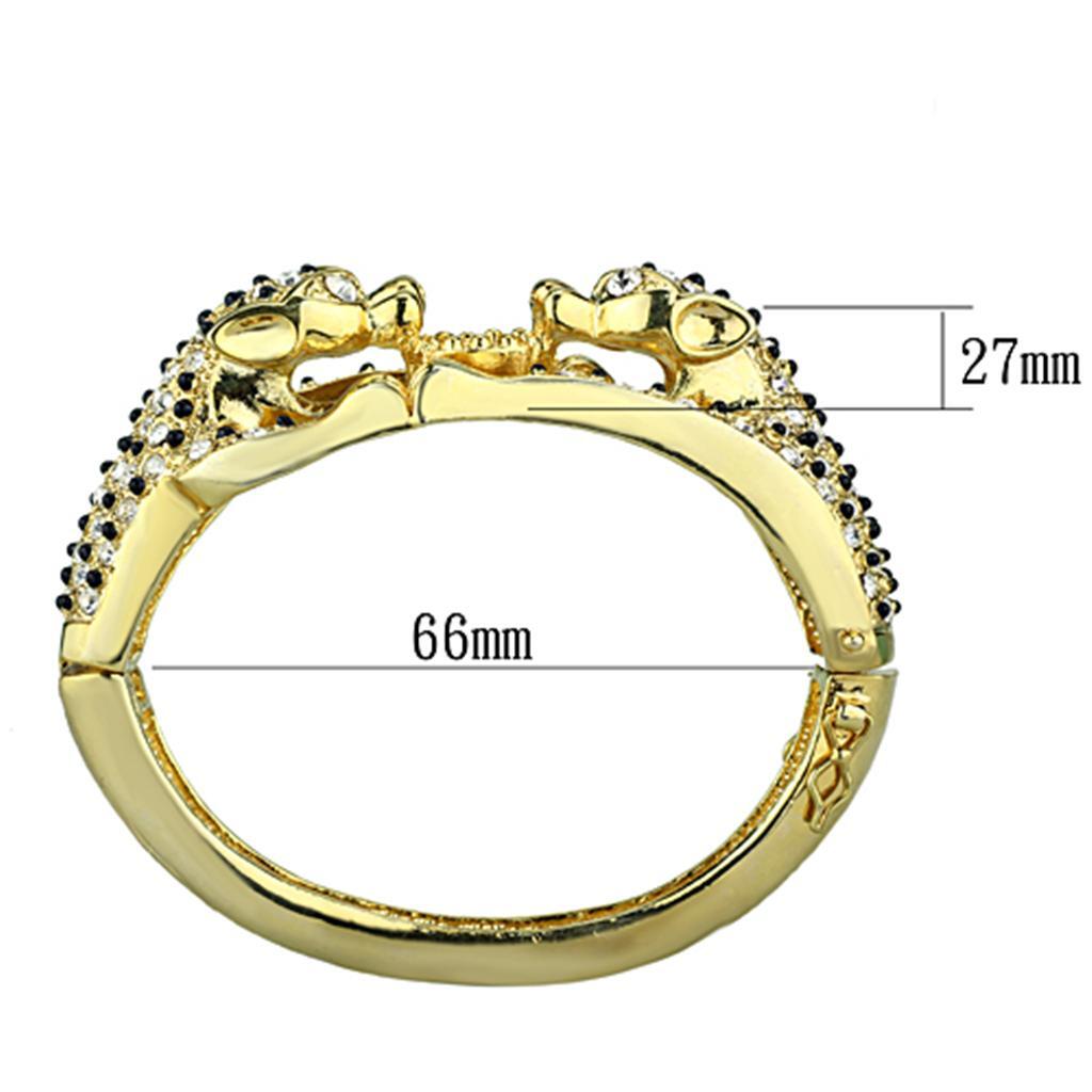 LO3083 - Gold Brass Bangle with Top Grade Crystal in Clear - LAWendy