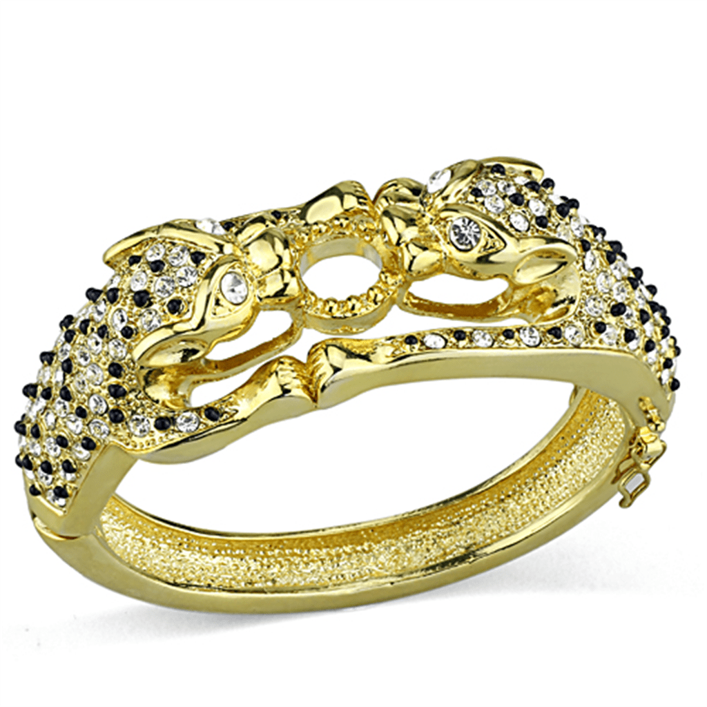 LO3083 - Gold Brass Bangle with Top Grade Crystal in Clear - LAWendy