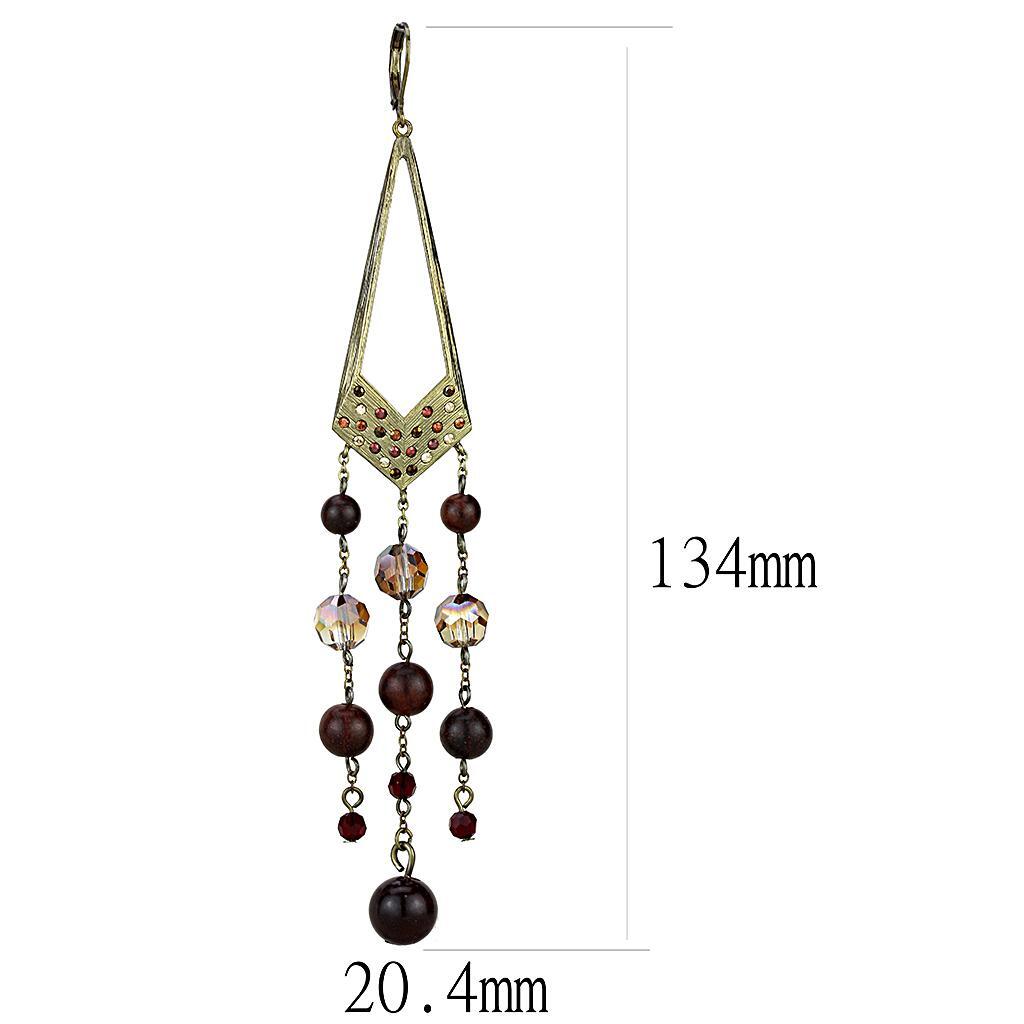 LO4186 - Antique Copper Brass Earrings with Assorted in Multi Color - LAWendy