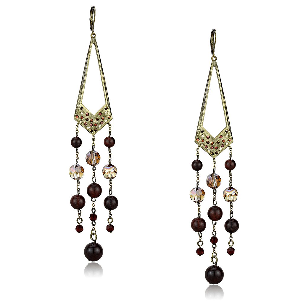 LO4186 - Antique Copper Brass Earrings with Assorted in Multi Color - LAWendy