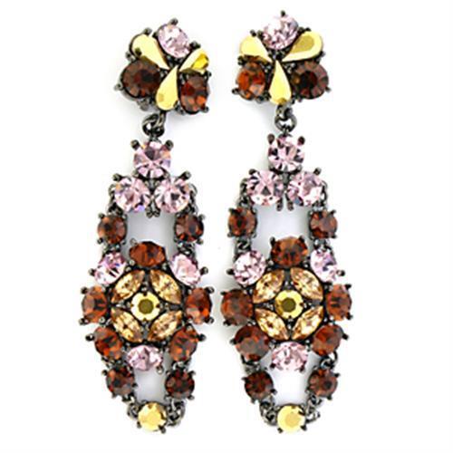 LO629 - Ruthenium White Metal Earrings with Top Grade Crystal in Multi Color - LAWendy