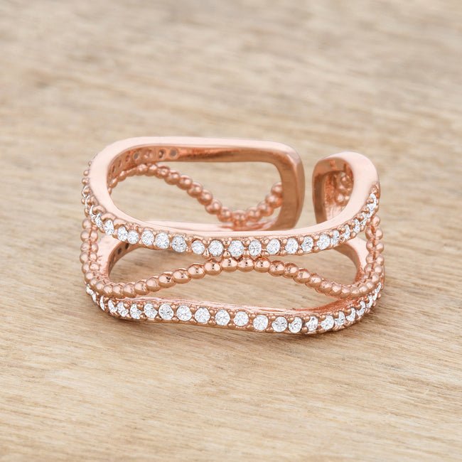 Marina 0.5ct CZ Rose Gold Abstract Cuff Ring - LAWendy