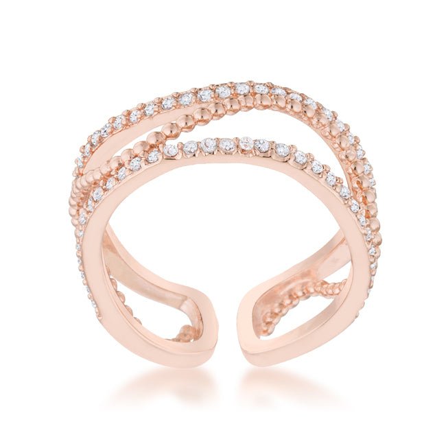 Marina 0.5ct CZ Rose Gold Abstract Cuff Ring - LAWendy