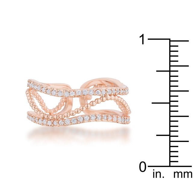 Marina 0.5ct CZ Rose Gold Abstract Cuff Ring - LAWendy