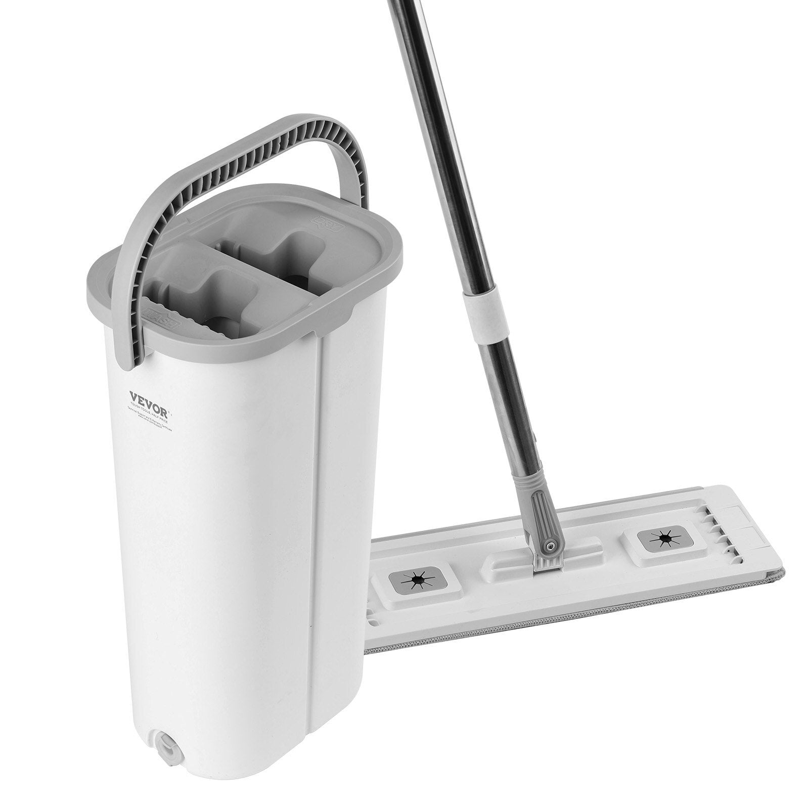 Mop and Bucket with Wringer Set, Wet & Dry Use, Flat Mop and Bucket System with 3 Washable Microfiber Pads, Flat Mop with Stainless Steel Handle, Mop Bucket Set for Hardwood Tile Vinyl - LAWendy
