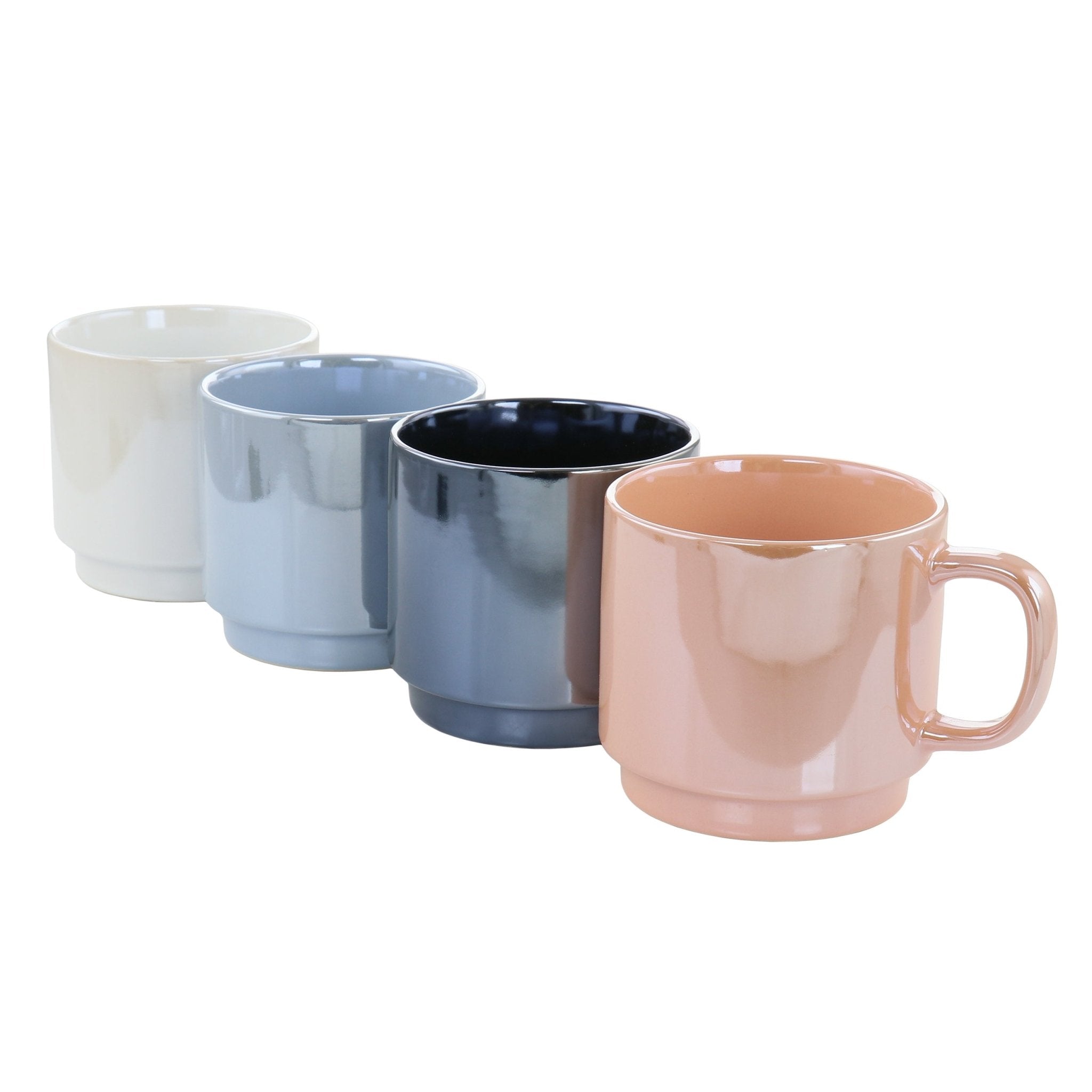 Mr. Coffee Cafe Celestial 4 Piece 14.8 Ounce Stoneware Pearlized Mug Set in Assorted Colors - LAWendy
