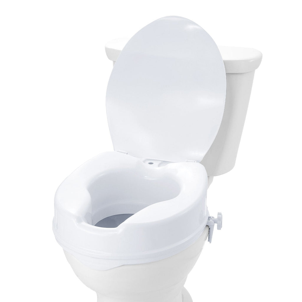 Raised Toilet Seat, 4" Height Raised, 300 lbs Weight Capacity, Universal Toilet Seat Riser, Screw Rod Locking, with Toilet Seat, for Elderly, Handicap, Patient, Pregnant, Medical - LAWendy
