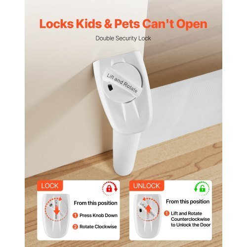 Retractable Baby Gate, Extends to 57 inch Wide, 38.5 inch Tall, with Security Lock, Easy to Use, Walk Through Without Tripping, Mesh Dog Gate for Stairs, Hallways, Indoor/Outdoor, White - LAWendy