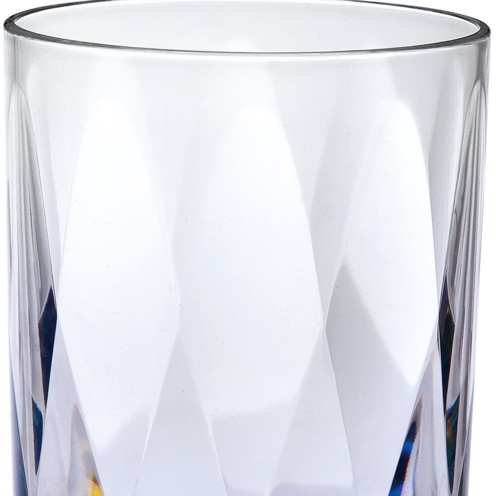 Set of Four Clear and Rainbow Geometric Acrylic Stemmed All Purpose Wine Glasses - LAWendy