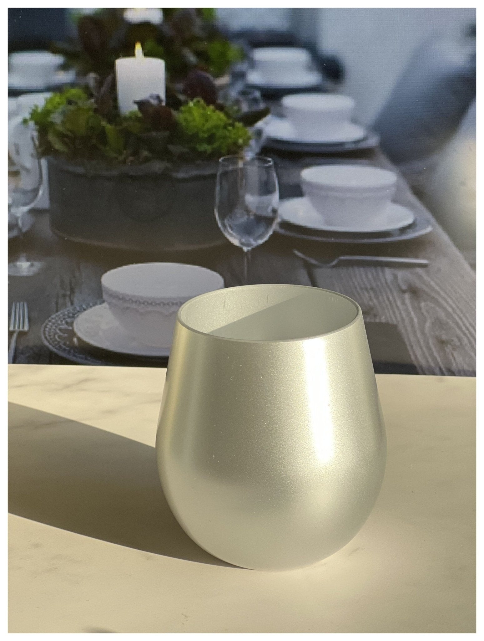 Set of Four Silver Acrylic Stemless All Purpose Wine Glass - LAWendy