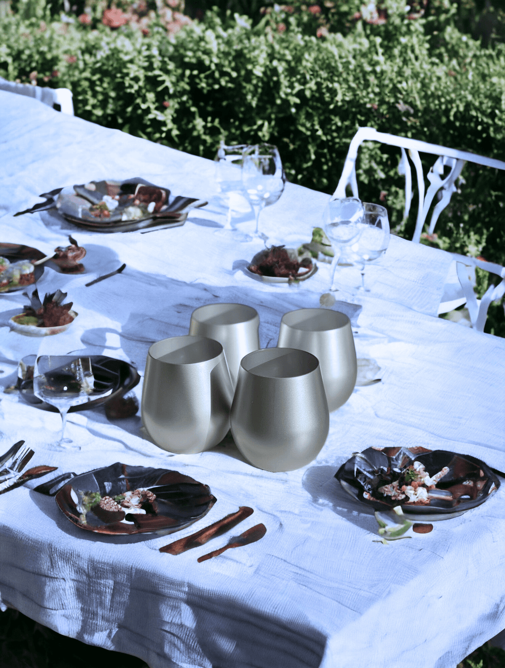 Set of Four Silver Acrylic Stemless All Purpose Wine Glass - LAWendy