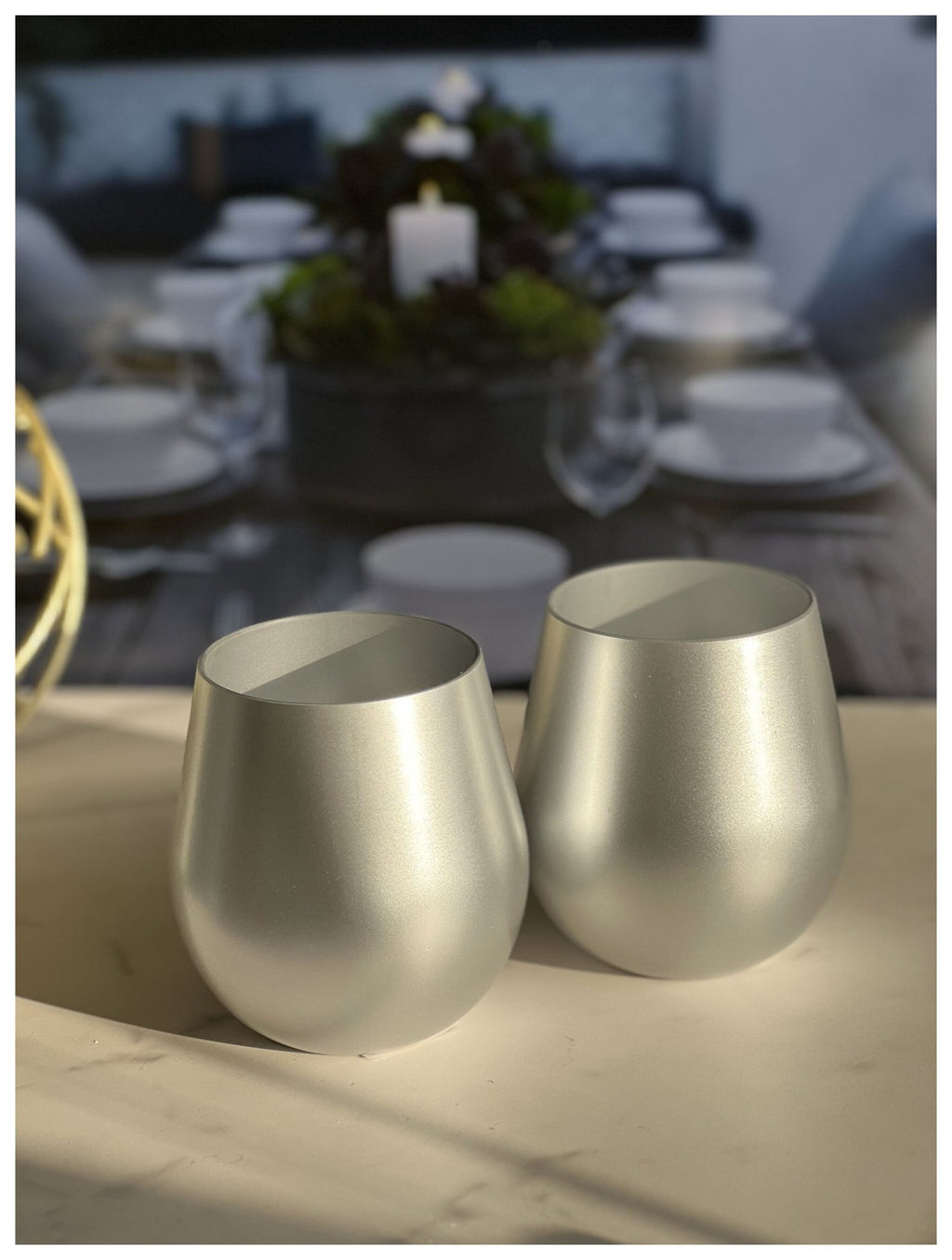 Set of Four Silver Acrylic Stemless All Purpose Wine Glass - LAWendy