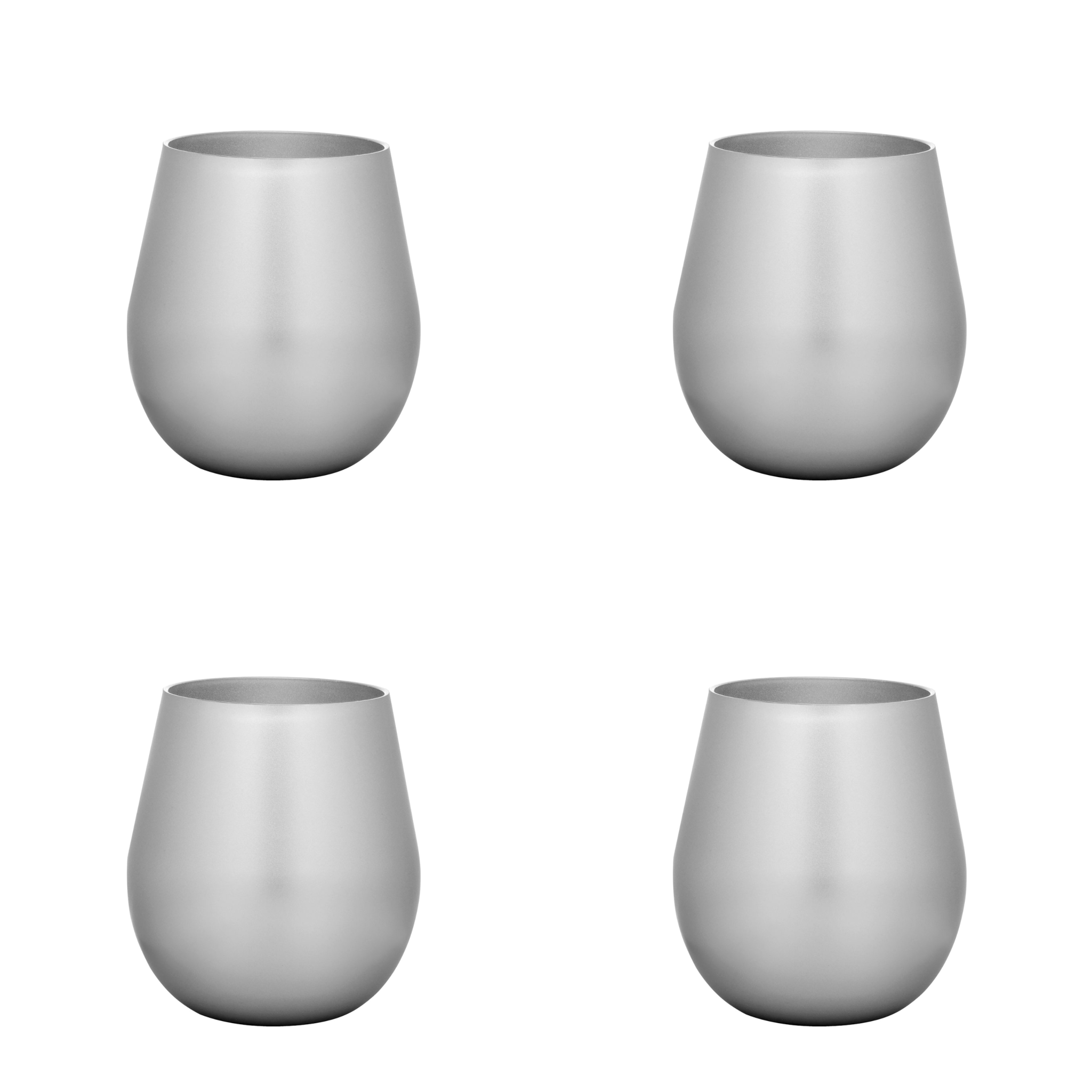Set of Four Silver Acrylic Stemless All Purpose Wine Glass - LAWendy