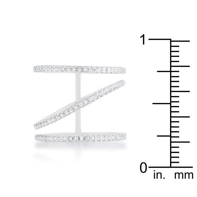 Shauna 0.4ct CZ Rhodium Wide Contemporary Ring - LAWendy