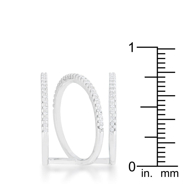 Shauna 0.4ct CZ Rhodium Wide Contemporary Ring - LAWendy