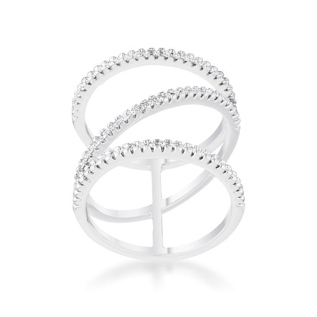 Shauna 0.4ct CZ Rhodium Wide Contemporary Ring - LAWendy