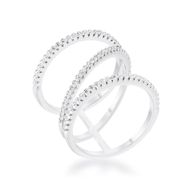 Shauna 0.4ct CZ Rhodium Wide Contemporary Ring - LAWendy