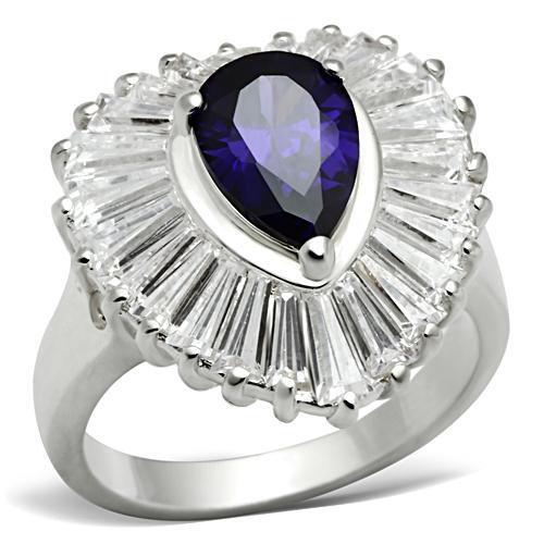 SS004 - Silver 925 Sterling Silver Ring with AAA Grade CZ in Tanzanite - LAWendy