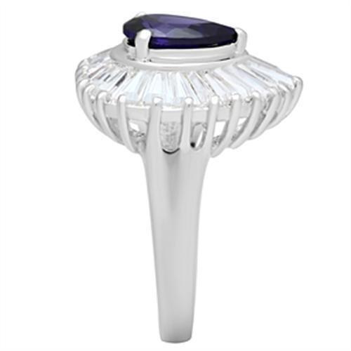 SS004 - Silver 925 Sterling Silver Ring with AAA Grade CZ in Tanzanite - LAWendy