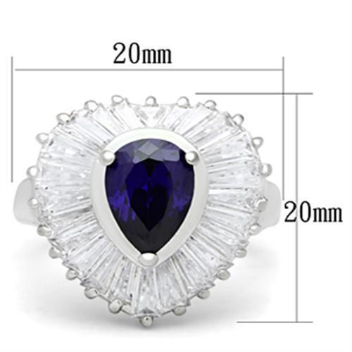 SS004 - Silver 925 Sterling Silver Ring with AAA Grade CZ in Tanzanite - LAWendy