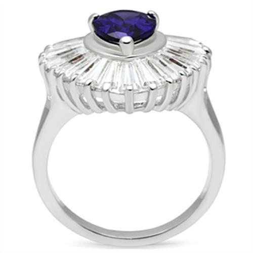 SS004 - Silver 925 Sterling Silver Ring with AAA Grade CZ in Tanzanite - LAWendy