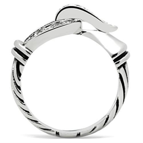 SS050 - Silver 925 Sterling Silver Ring with AAA Grade CZ in Clear - LAWendy