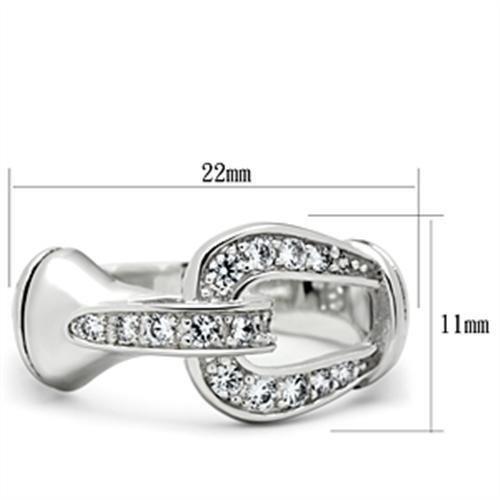 SS050 - Silver 925 Sterling Silver Ring with AAA Grade CZ in Clear - LAWendy