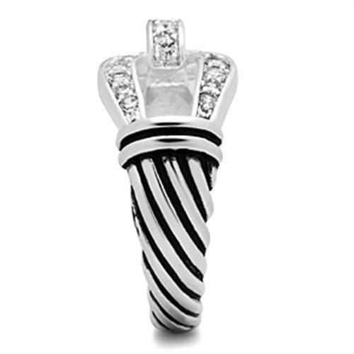 SS050 - Silver 925 Sterling Silver Ring with AAA Grade CZ in Clear - LAWendy