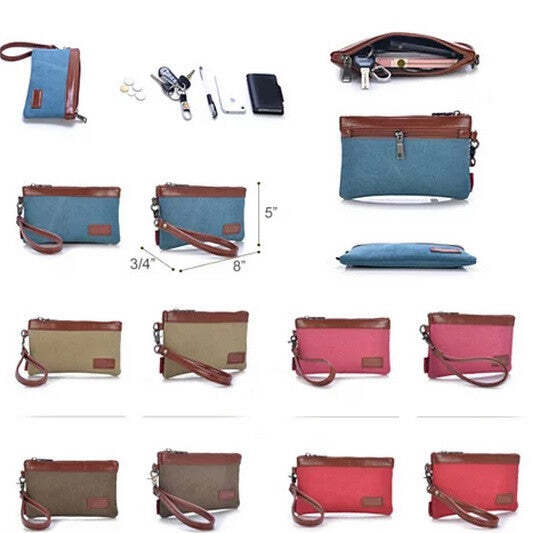 Stone Washed This & That Canvas Clutch and Wrist let 2 in 1 Purse - LAWendy