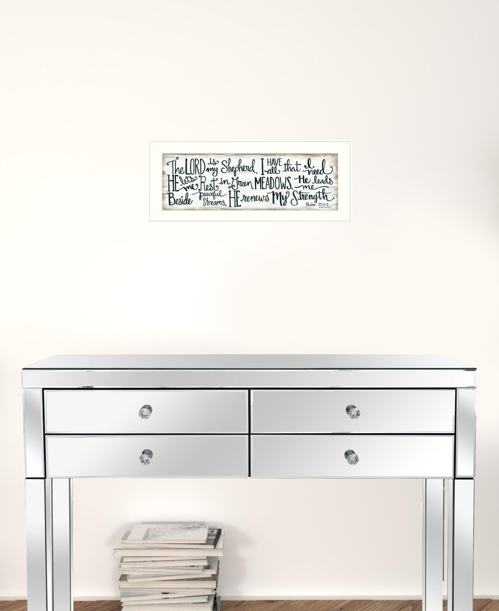 The Lord is My Shepherd 2 White Framed Print Wall Art - LAWendy