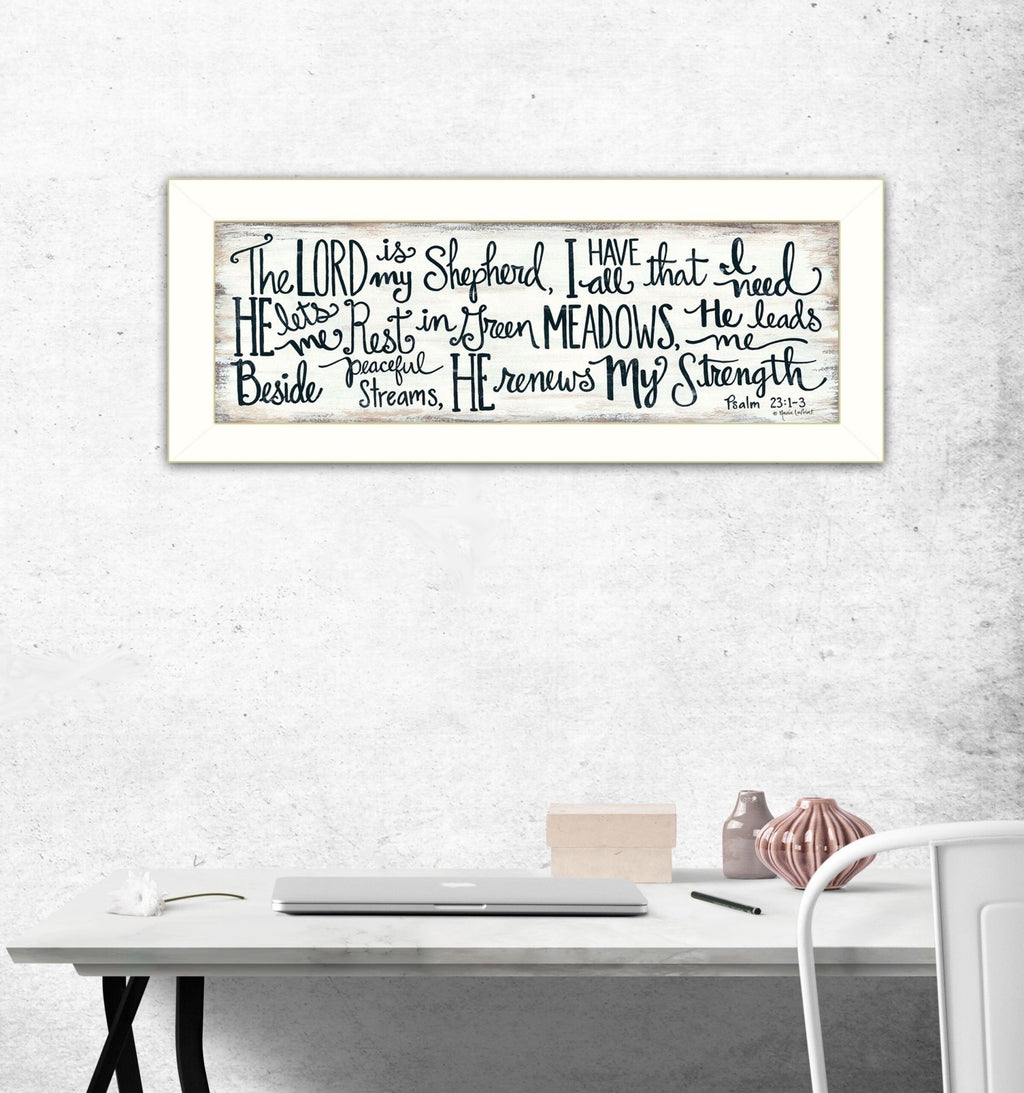 The Lord is My Shepherd 2 White Framed Print Wall Art - LAWendy