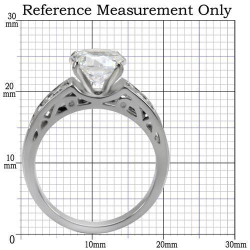 TK069 - High polished (no plating) Stainless Steel Ring with AAA Grade CZ in Clear - LAWendy
