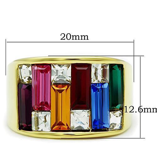 TK1397 - IP Gold(Ion Plating) Stainless Steel Ring with Top Grade Crystal in Multi Color - LAWendy