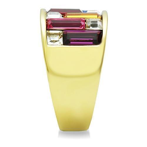 TK1397 - IP Gold(Ion Plating) Stainless Steel Ring with Top Grade Crystal in Multi Color - LAWendy
