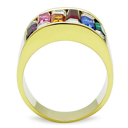 TK1397 - IP Gold(Ion Plating) Stainless Steel Ring with Top Grade Crystal in Multi Color - LAWendy